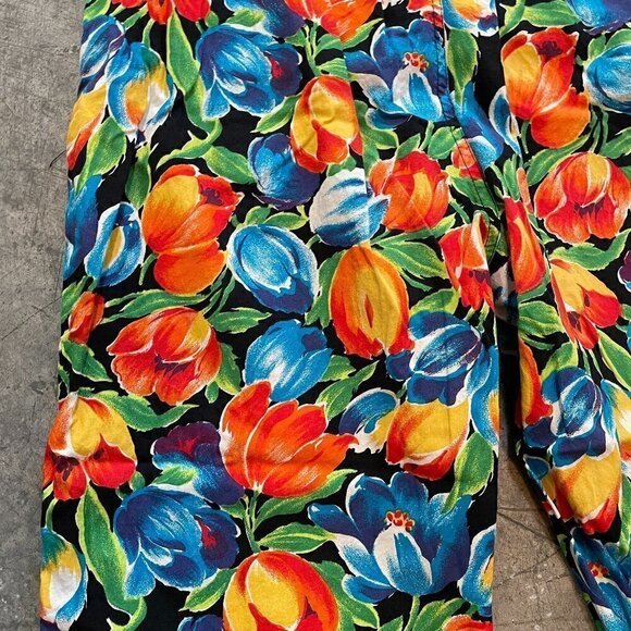 Vintage 80s 90s High Waisted Gap Floral Tropical Pants Womens Large - Picture 10 of 12